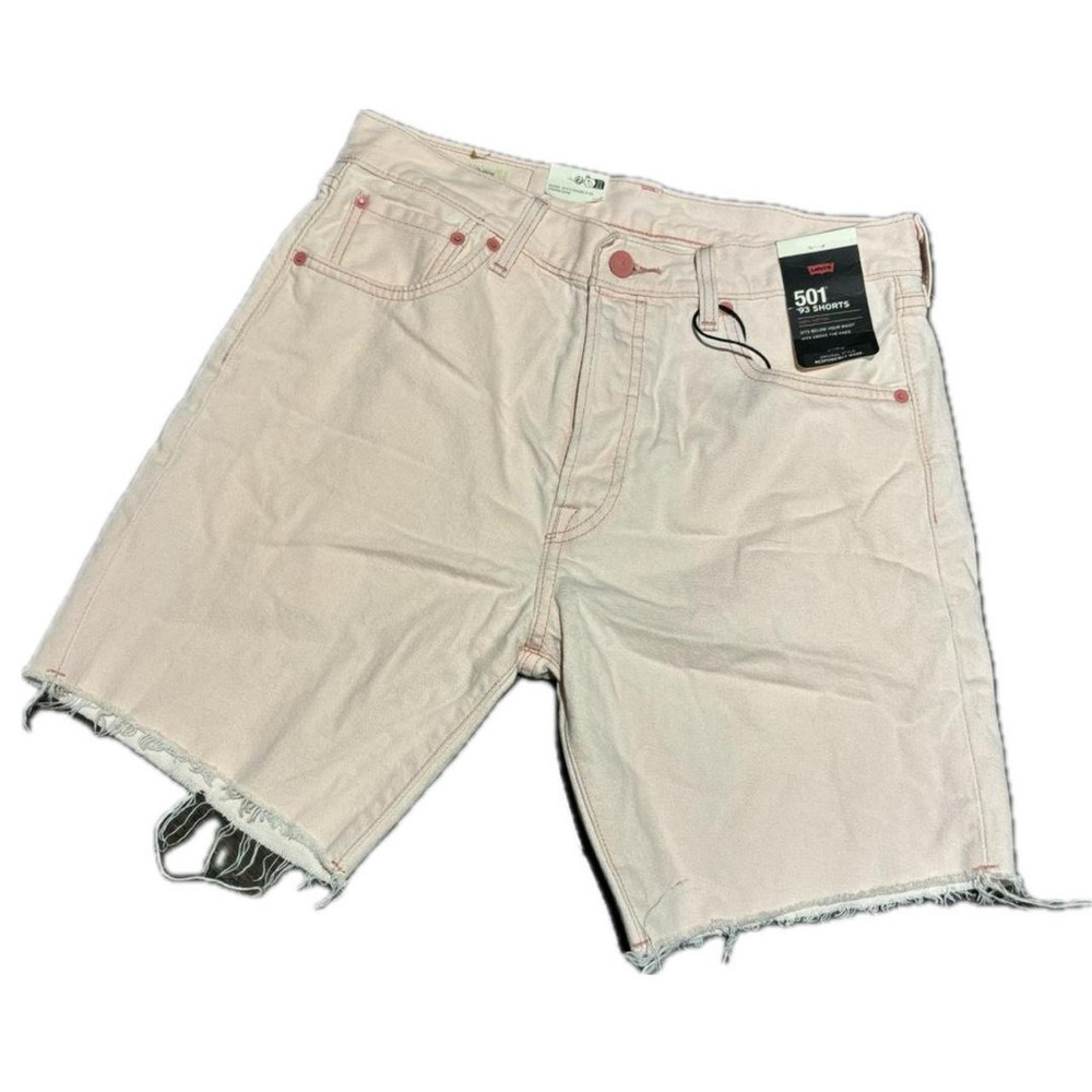 NWT Levi's 501 Women's Light Pink Jean Shorts Jorts Raw Hem 30 x 7